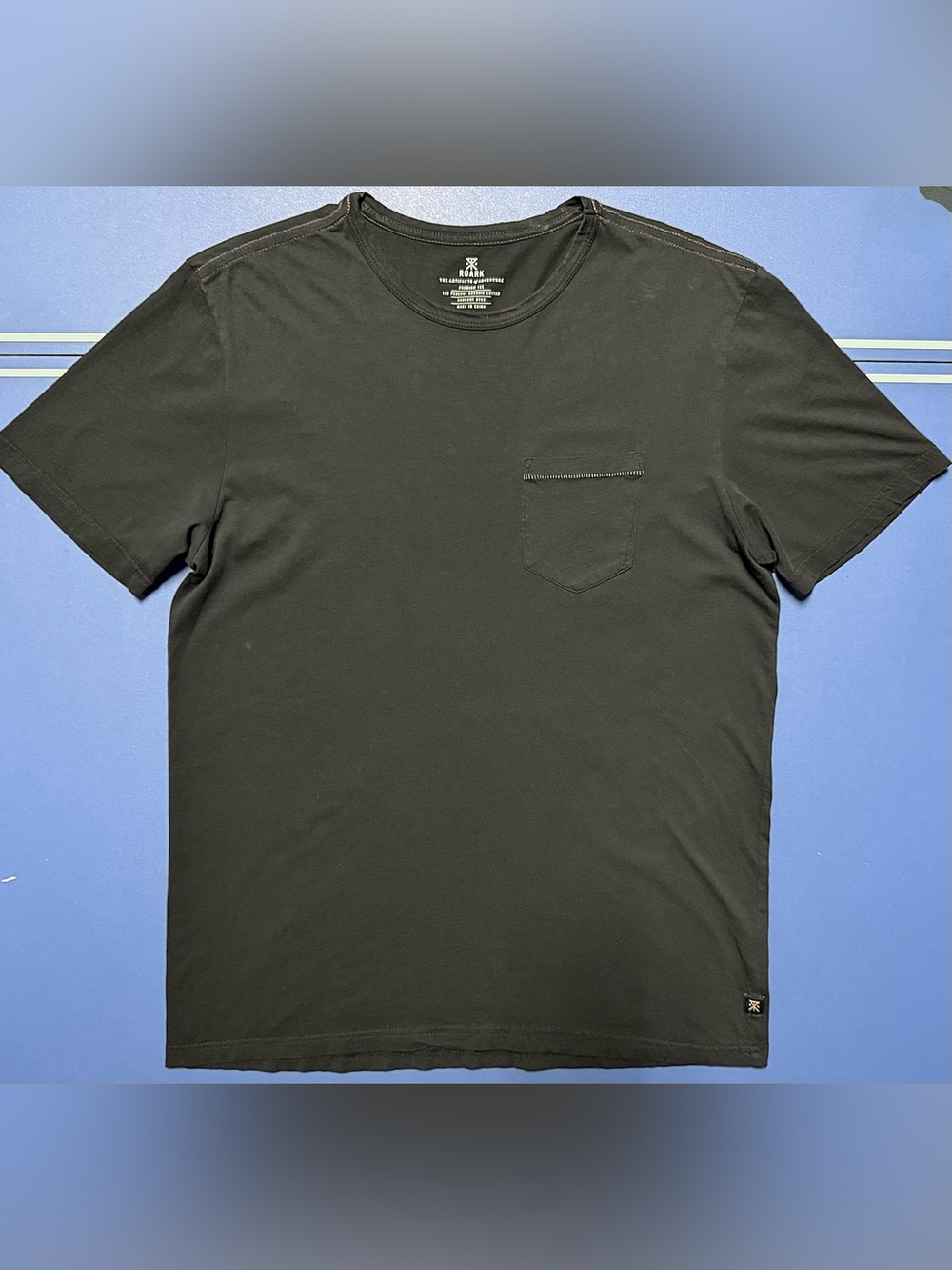 Roark Well Worn Light Organic Pocket Tee Men M Washed Black RK248